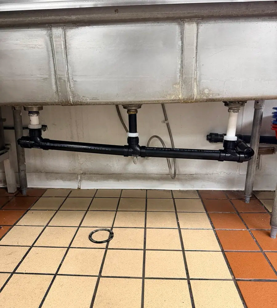Commercial sink plumbing after repair