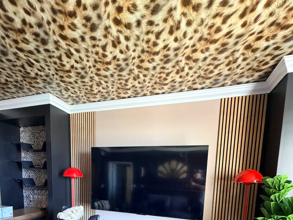 Modern slat television feature wall