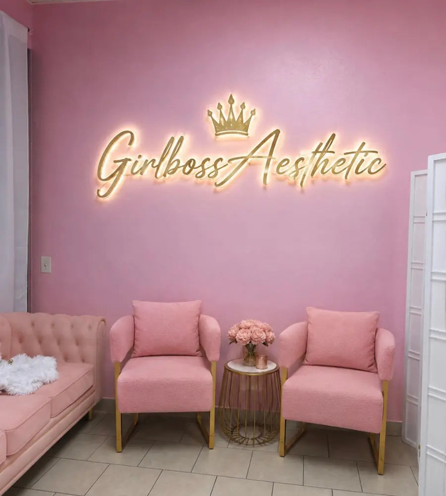 Commercial wall after illuminated sign installation