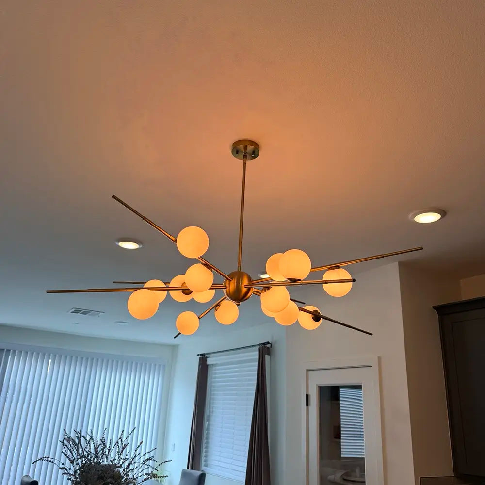 Modern chandelier installed by WestStone Services
